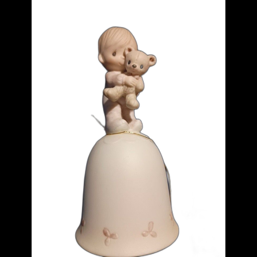 1980 Special Issue Precious Moments Bell JESUS LOVES ME - Boy With Teddy Bear